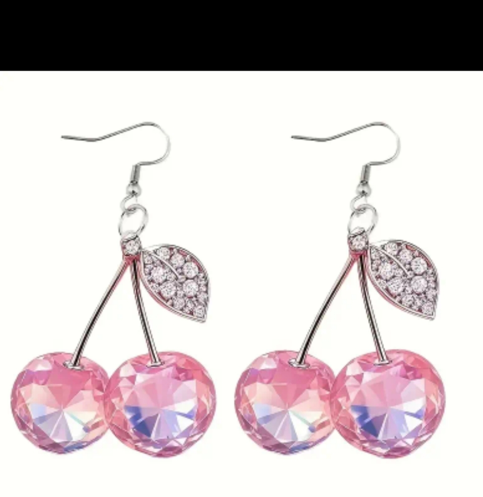 Pink Acrylic Cherry Earrings